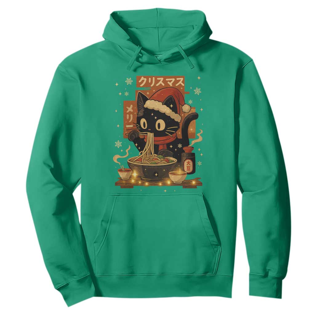 Funny Christmas Cat Ramen Hoodie Xmas Japanese Kawaii Anime Cat TS11 Irish Green Print Your Wear