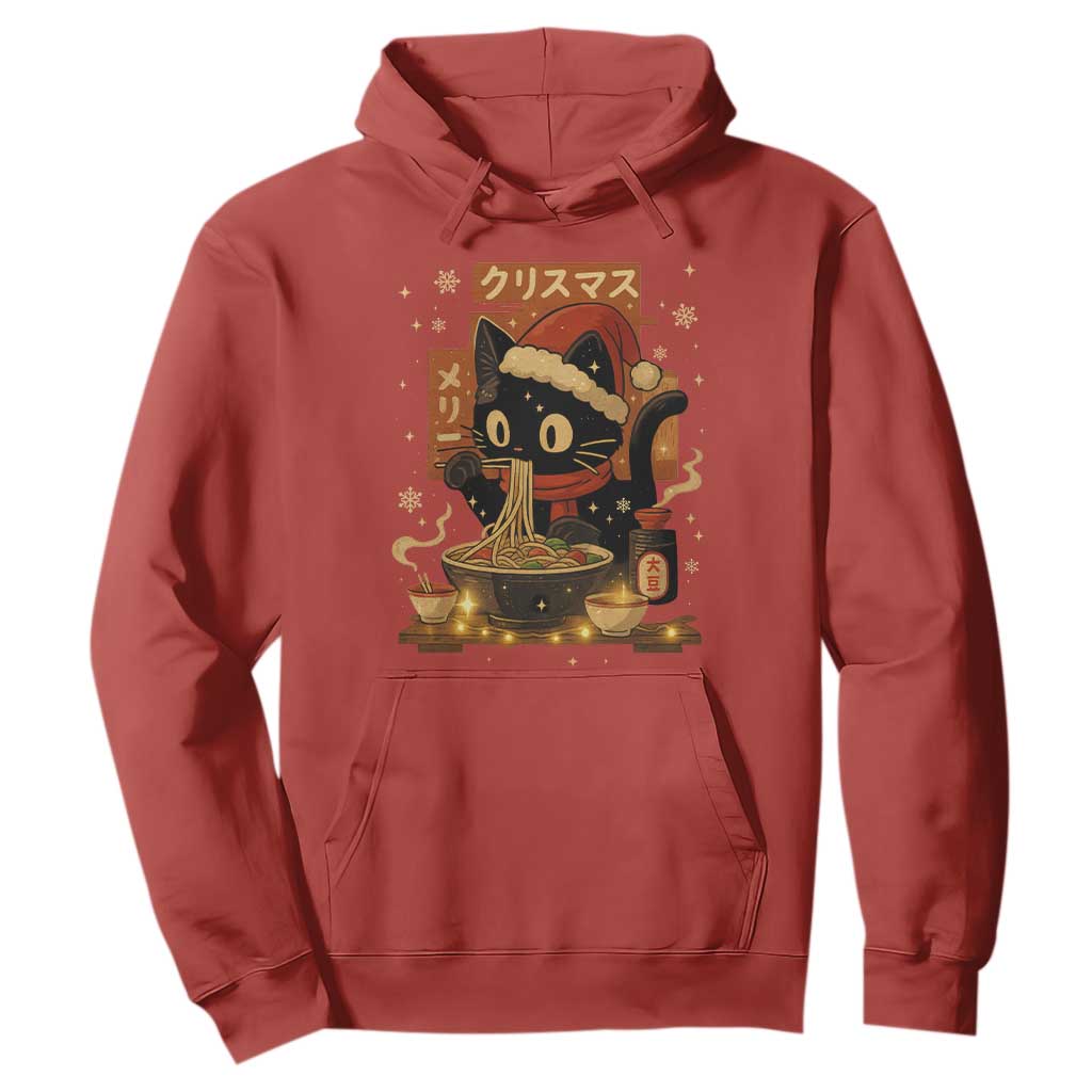 Funny Christmas Cat Ramen Hoodie Xmas Japanese Kawaii Anime Cat TS11 Red Print Your Wear
