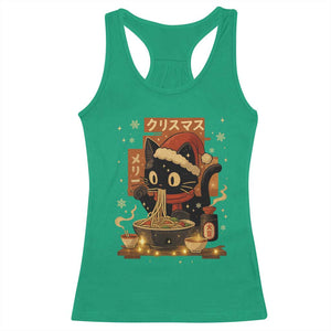 Funny Christmas Cat Ramen Racerback Tank Top Xmas Japanese Kawaii Anime Cat TS11 Irish Green Print Your Wear