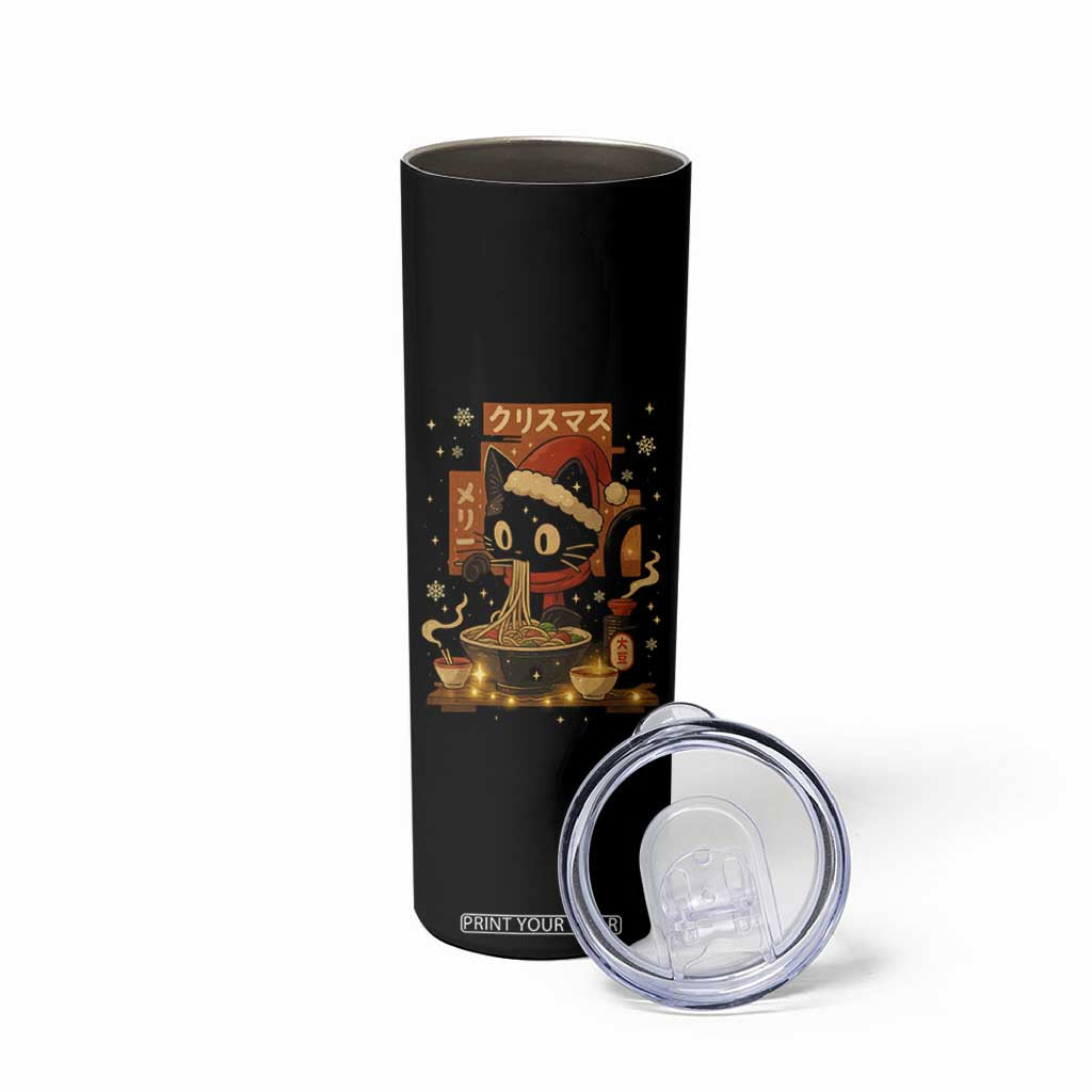Funny Christmas Cat Ramen Skinny Tumbler Xmas Japanese Kawaii Anime Cat TS11 Print Your Wear