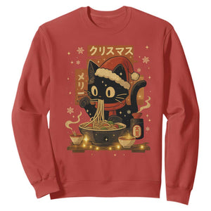 Funny Christmas Cat Ramen Sweatshirt Xmas Japanese Kawaii Anime Cat TS11 Red Print Your Wear