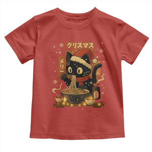 Funny Christmas Cat Ramen Toddler T Shirt Xmas Japanese Kawaii Anime Cat TS11 Red Print Your Wear