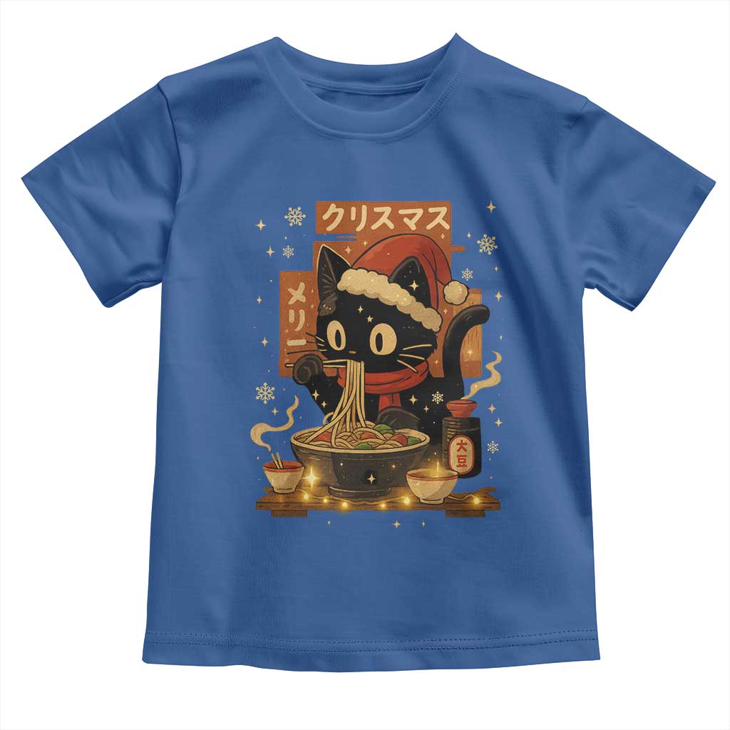 Funny Christmas Cat Ramen Toddler T Shirt Xmas Japanese Kawaii Anime Cat TS11 Royal Blue Print Your Wear