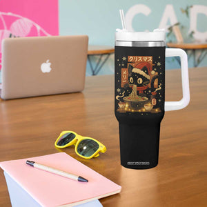 Funny Christmas Cat Ramen Tumbler With Handle Xmas Japanese Kawaii Anime Cat TS11 Print Your Wear