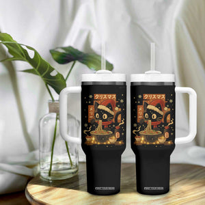 Funny Christmas Cat Ramen Tumbler With Handle Xmas Japanese Kawaii Anime Cat TS11 Print Your Wear