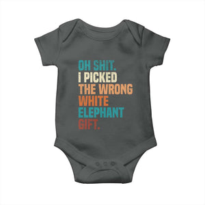 Oh Shit I Picked The Wrong White Elephant Gift Baby Onesie Funny Retro Christmas Gift Exchange TS11 Dark Heather Print Your Wear