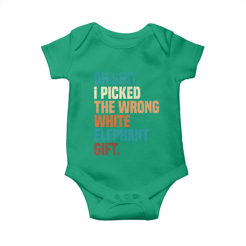 Oh Shit I Picked The Wrong White Elephant Gift Baby Onesie Funny Retro Christmas Gift Exchange TS11 Irish Green Print Your Wear