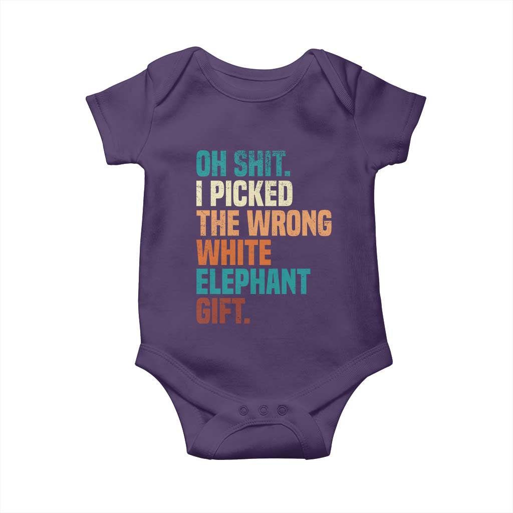 Oh Shit I Picked The Wrong White Elephant Gift Baby Onesie Funny Retro Christmas Gift Exchange TS11 Purple Print Your Wear