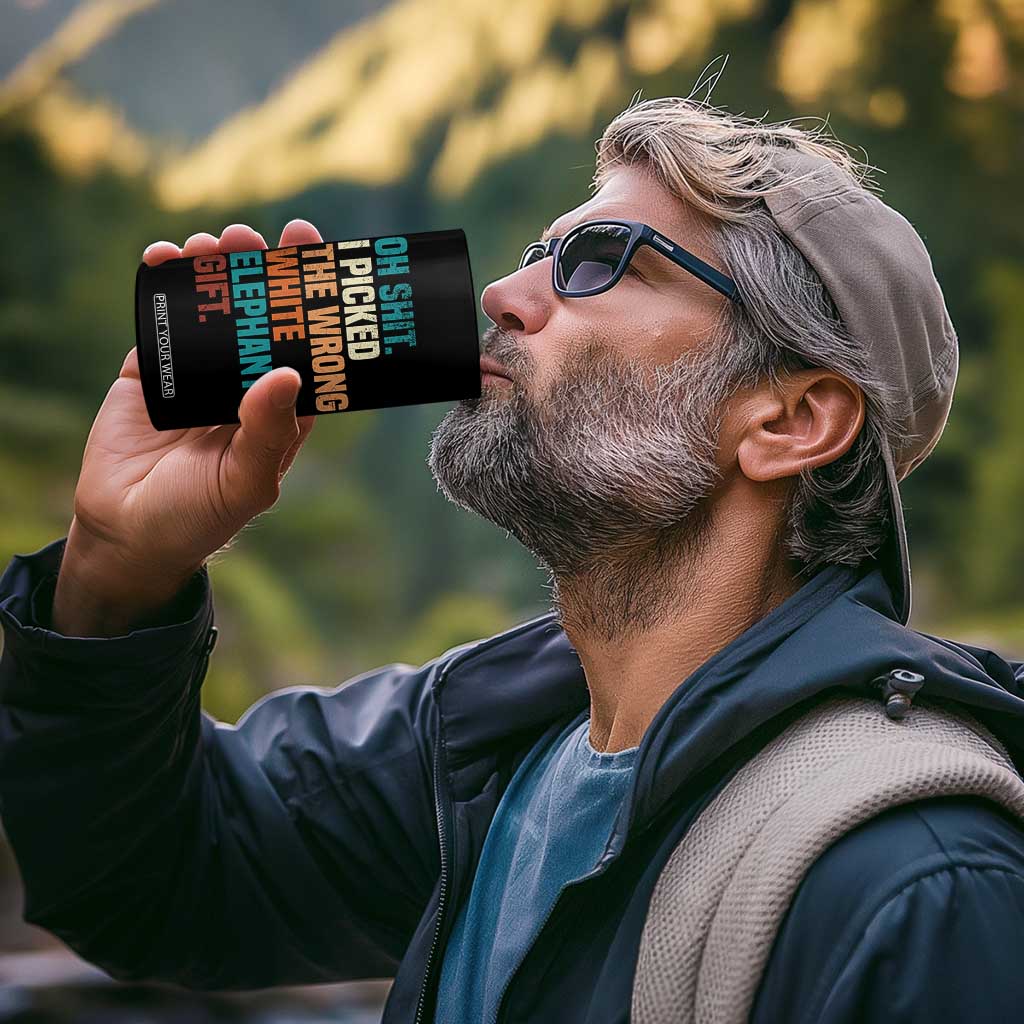 Oh Shit I Picked The Wrong White Elephant Gift 4 in 1 Can Cooler Tumbler Funny Retro Christmas Gift Exchange TS11 Print Your Wear