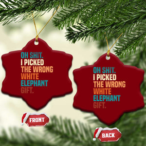 Oh Shit I Picked The Wrong White Elephant Gift Ceramic Ornament Funny Retro Christmas Gift Exchange TS11 Print Your Wear