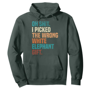 Oh Shit I Picked The Wrong White Elephant Gift Hoodie Funny Retro Christmas Gift Exchange TS11 Dark Forest Green Print Your Wear