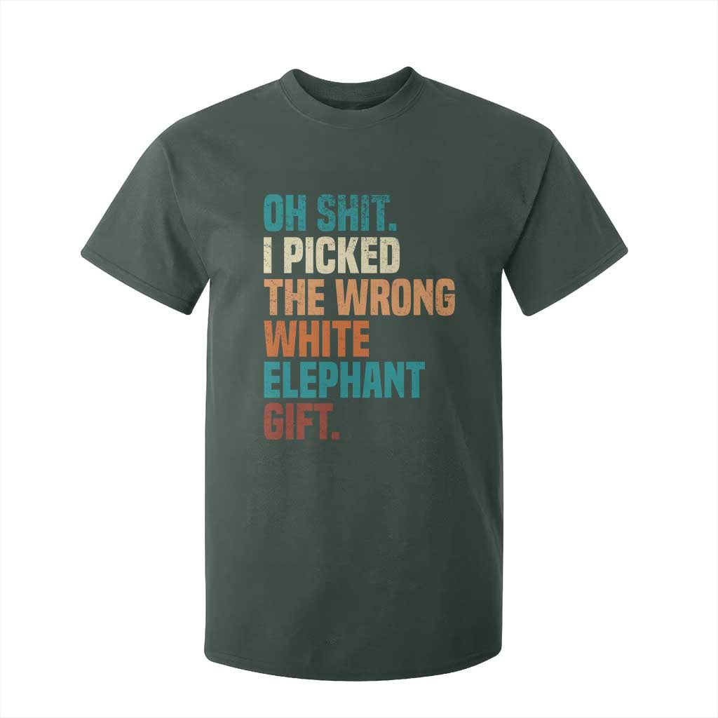 Oh Shit I Picked The Wrong White Elephant Gift T Shirt For Kid Funny Retro Christmas Gift Exchange TS11 Dark Forest Green Print Your Wear