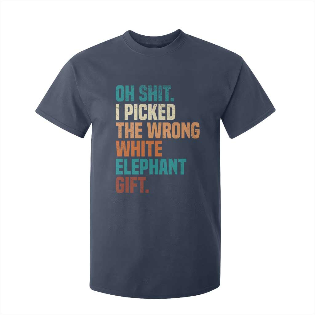 Oh Shit I Picked The Wrong White Elephant Gift T Shirt For Kid Funny Retro Christmas Gift Exchange TS11 Navy Print Your Wear