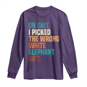Oh Shit I Picked The Wrong White Elephant Gift Long Sleeve Shirt Funny Retro Christmas Gift Exchange TS11 Purple Print Your Wear