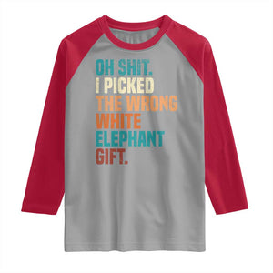 Oh Shit I Picked The Wrong White Elephant Gift Raglan Shirt Funny Retro Christmas Gift Exchange TS11 Sport Gray Red Print Your Wear