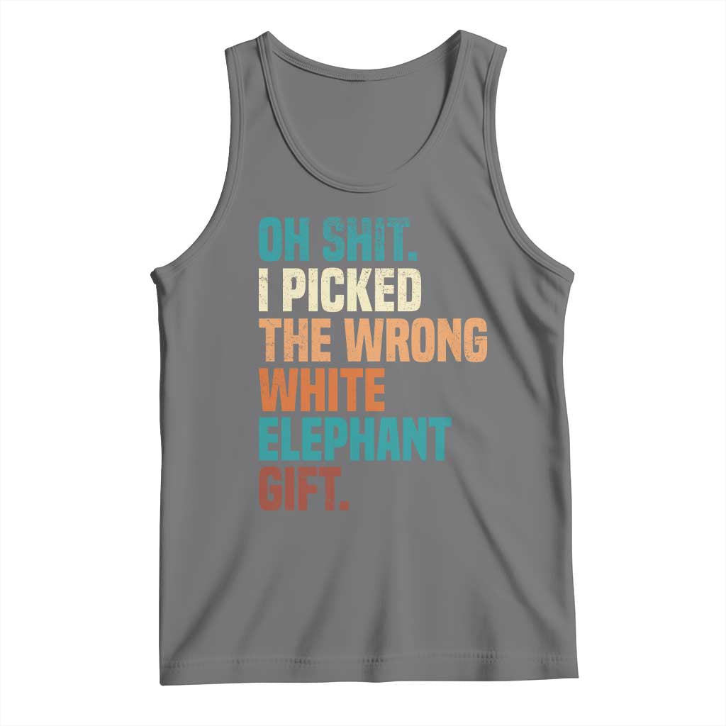 Oh Shit I Picked The Wrong White Elephant Gift Tank Top Funny Retro Christmas Gift Exchange TS11 Black Heather Print Your Wear
