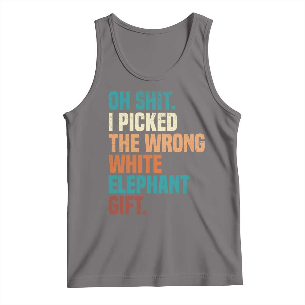 Oh Shit I Picked The Wrong White Elephant Gift Tank Top Funny Retro Christmas Gift Exchange TS11 Deep Heather Print Your Wear
