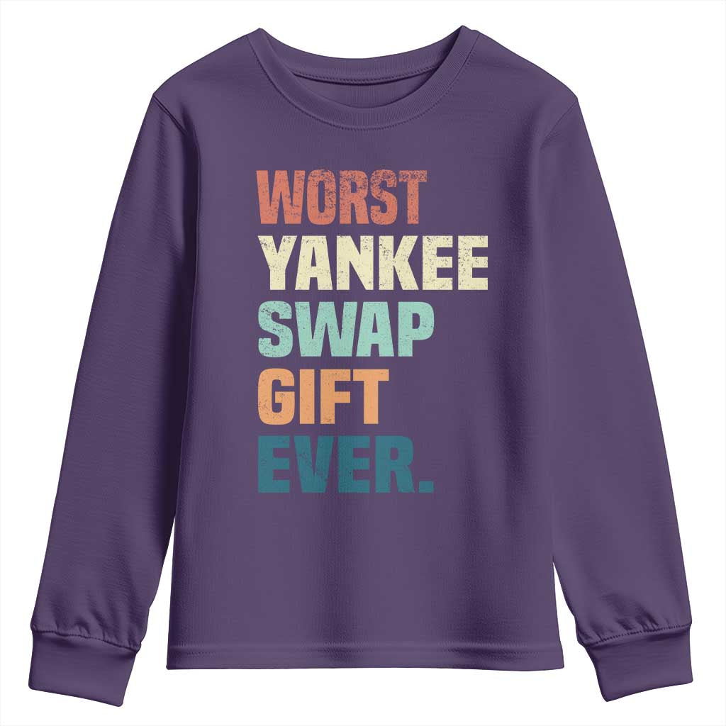 Funny Worst Yankee Swap Gift Ever Youth Sweatshirt Christmas Gift Exchange Game TS11 Purple Print Your Wear