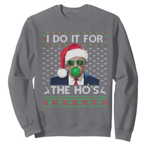 Funny Trump Christmas Sweatshirt I Do It For The Ho's Santa Trump President TS11 Charcoal Print Your Wear