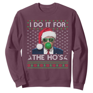 Funny Trump Christmas Sweatshirt I Do It For The Ho's Santa Trump President TS11 Maroon Print Your Wear