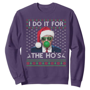Funny Trump Christmas Sweatshirt I Do It For The Ho's Santa Trump President TS11 Purple Print Your Wear
