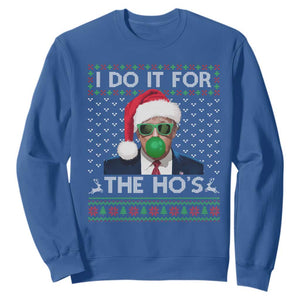 Funny Trump Christmas Sweatshirt I Do It For The Ho's Santa Trump President TS11 Royal Blue Print Your Wear