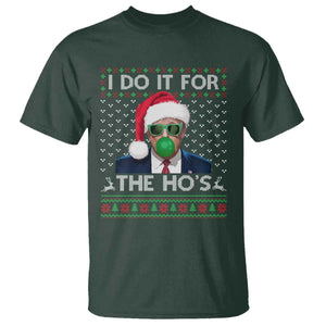 Funny Trump Christmas T Shirt I Do It For The Ho's Santa Trump President TS11 Dark Forest Green Print Your Wear