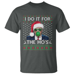 Funny Trump Christmas T Shirt I Do It For The Ho's Santa Trump President TS11 Dark Heather Print Your Wear