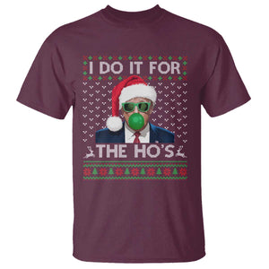 Funny Trump Christmas T Shirt I Do It For The Ho's Santa Trump President TS11 Maroon Print Your Wear