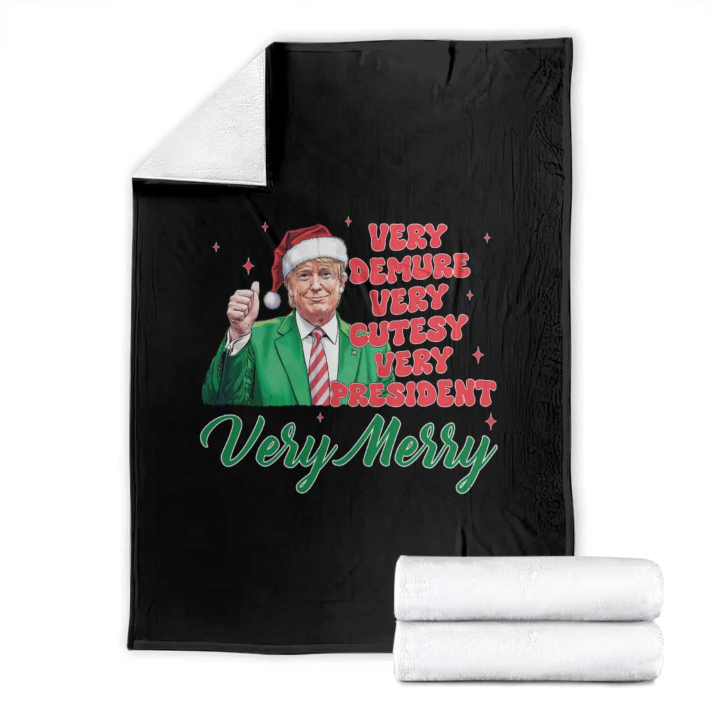 Funny Christmas Santa Trump Throw Blanket Very Demure Very Cutesy Very President Very Merry TS11 Black Print Your Wear