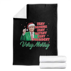 Funny Christmas Santa Trump Throw Blanket Very Demure Very Cutesy Very President Very Merry TS11 Black Print Your Wear