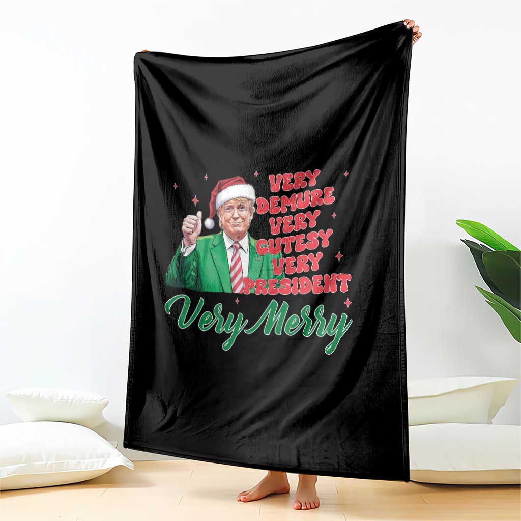 Funny Christmas Santa Trump Throw Blanket Very Demure Very Cutesy Very President Very Merry TS11 Print Your Wear