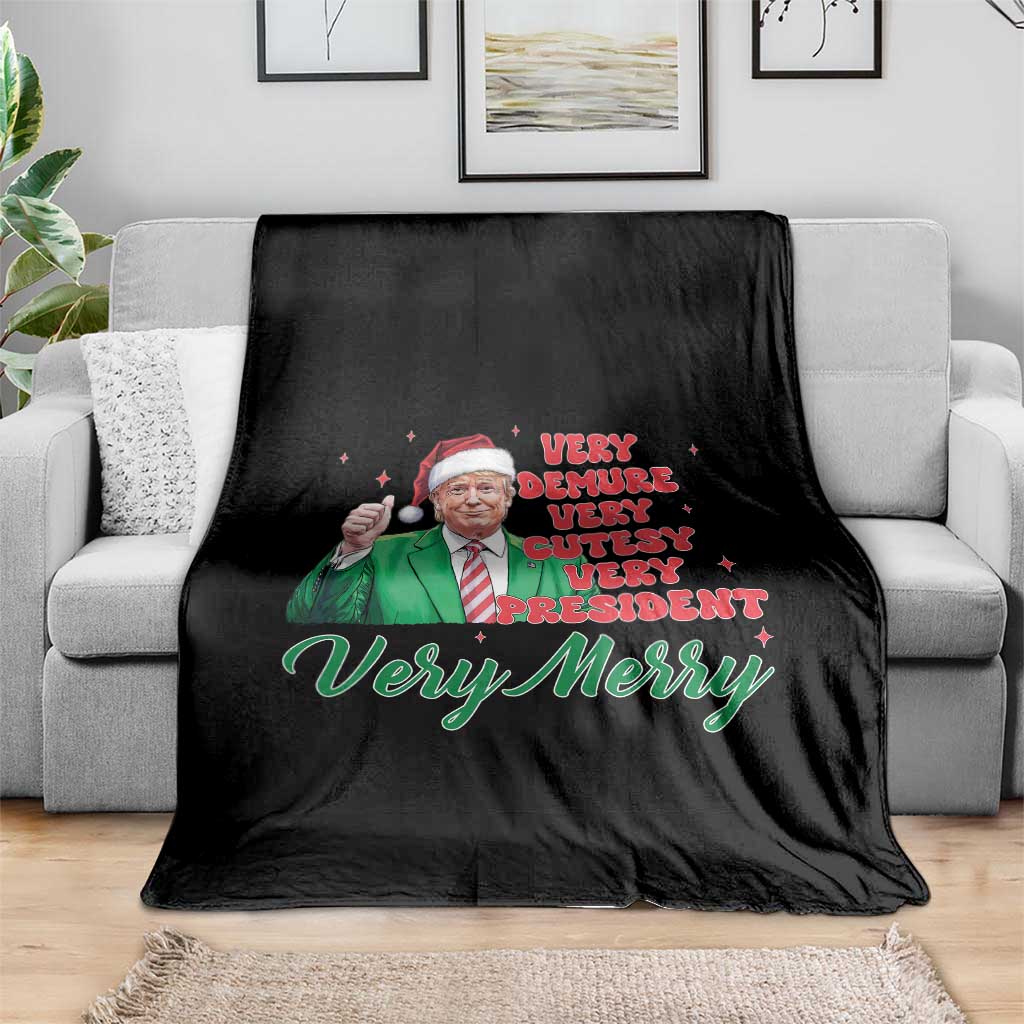 Funny Christmas Santa Trump Throw Blanket Very Demure Very Cutesy Very President Very Merry TS11 Print Your Wear