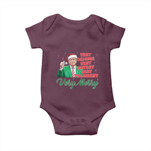 Funny Christmas Santa Trump Baby Onesie Very Demure Very Cutesy Very President Very Merry TS11 Maroon Print Your Wear