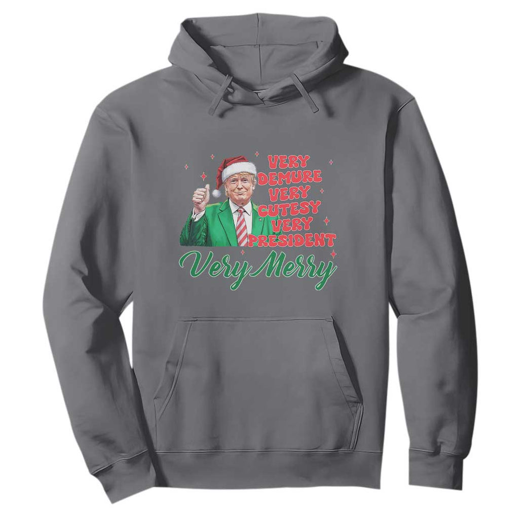 Funny Christmas Santa Trump Hoodie Very Demure Very Cutesy Very President Very Merry TS11 Charcoal Print Your Wear