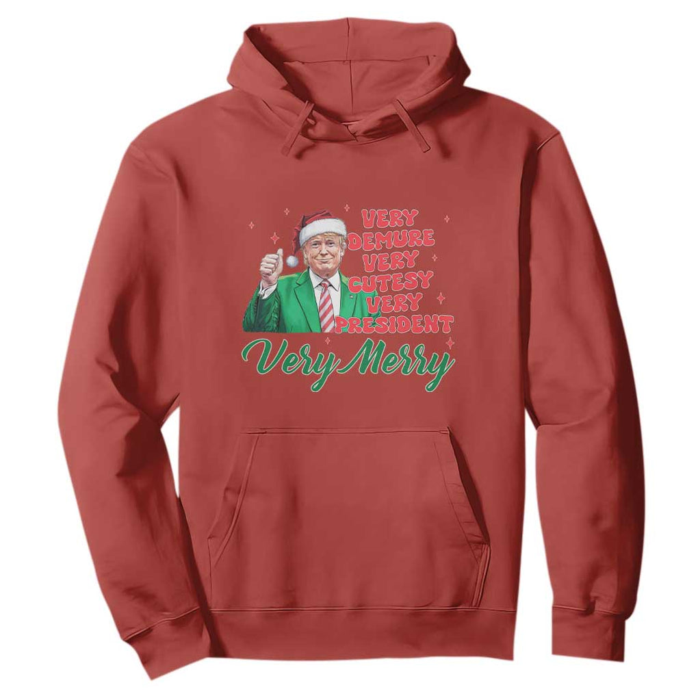 Funny Christmas Santa Trump Hoodie Very Demure Very Cutesy Very President Very Merry TS11 Red Print Your Wear