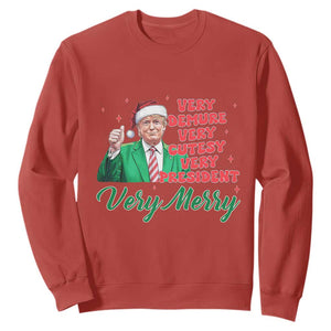 Funny Christmas Santa Trump Sweatshirt Very Demure Very Cutesy Very President Very Merry TS11 Red Print Your Wear