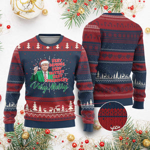 Funny Xmas Santa Trump Ugly Christmas Sweater Very Demure Very Cutesy Very President Very Merry TS11 Burgundy Print Your Wear