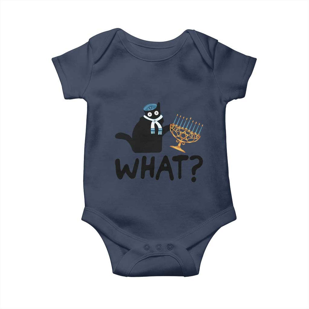 Funny What Hanukkah Black Cat Baby Onesie TS11 Navy Print Your Wear