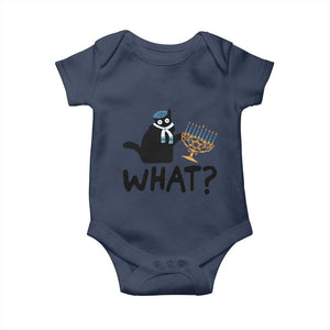 Funny What Hanukkah Black Cat Baby Onesie TS11 Navy Print Your Wear