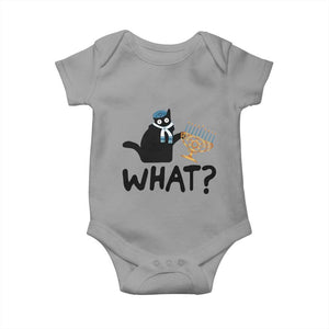 Funny What Hanukkah Black Cat Baby Onesie TS11 Sport Gray Print Your Wear