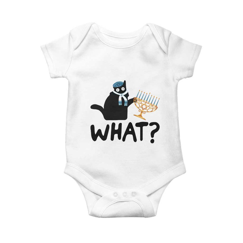 Funny What Hanukkah Black Cat Baby Onesie TS11 White Print Your Wear