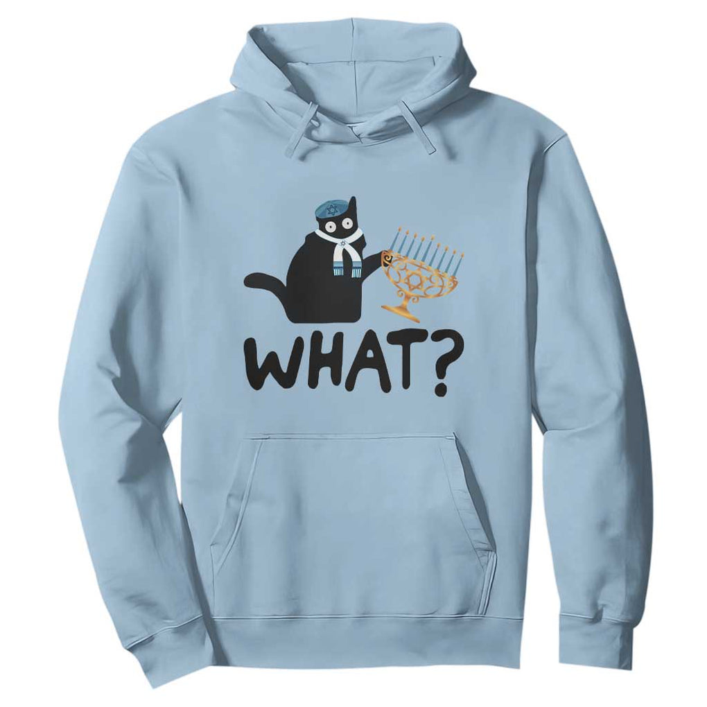 Funny What Hanukkah Black Cat Hoodie TS11 Light Blue Print Your Wear