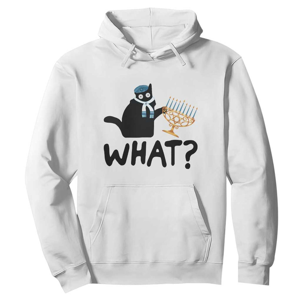 Funny What Hanukkah Black Cat Hoodie TS11 White Print Your Wear