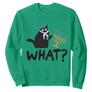 Funny What Hanukkah Black Cat Sweatshirt TS11 Irish Green Print Your Wear