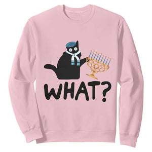 Funny What Hanukkah Black Cat Sweatshirt TS11 Light Pink Print Your Wear