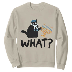Funny What Hanukkah Black Cat Sweatshirt TS11 Sand Print Your Wear