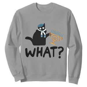 Funny What Hanukkah Black Cat Sweatshirt TS11 Sport Gray Print Your Wear