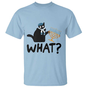 Funny What Hanukkah Black Cat T Shirt TS11 Light Blue Print Your Wear
