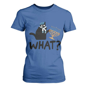 Funny What Hanukkah Black Cat T Shirt For Women TS11 Royal Blue Print Your Wear